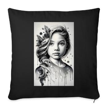 girl in black and white - Sofa pillowcase 17,3'' x 17,3'' (45 x 45 cm) - black - Front