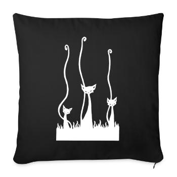 Les trois chats blancs - Housse de coussin décorative 45 x 45 cm - noir - Devant