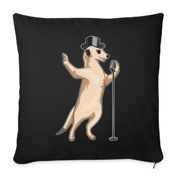 Chanteur de suricate Chant au micro - Housse de coussin décorative 45 x 45 cm - noir - Devant