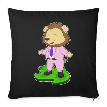 Lion marié cravate mariage - Housse de coussin décorative 45 x 45 cm - noir - Devant