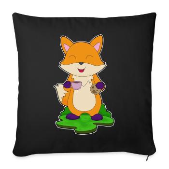 Biscuit au café renard - Housse de coussin décorative 45 x 45 cm - noir - Devant