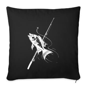 Croquis de pêche - Housse de coussin décorative 45 x 45 cm - noir - Devant