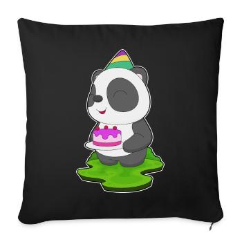 Gâteau d’anniversaire panda - Housse de coussin décorative 45 x 45 cm - noir - Devant