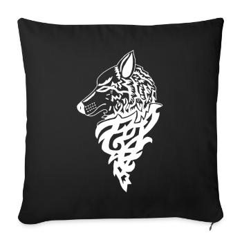 Weißer Wolf, Waldgenie - Sofakissenbezug 45 x 45 cm - Schwarz - Vorne