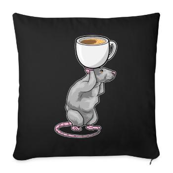 Tasse à café souris - Housse de coussin décorative 45 x 45 cm - noir - Devant