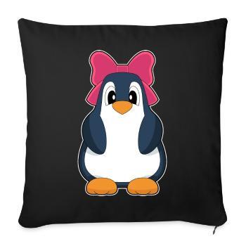 Pinguin Haarschleife - Sofakissenbezug 45 x 45 cm - Schwarz - Vorne