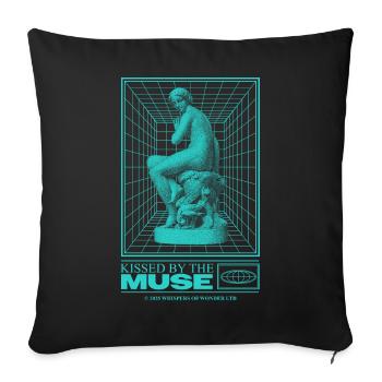 Statue au néon dans le cyberespace - Housse de coussin décorative 45 x 45 cm - noir - Devant