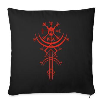 Crâne rouge et boussole viking - Housse de coussin décorative 45 x 45 cm - noir - Devant