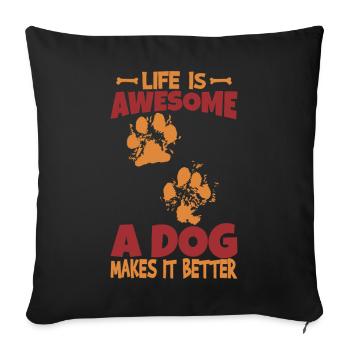 Dicton amoureux des chiens - Housse de coussin décorative 45 x 45 cm - noir - Devant