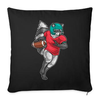 Raton laveur Sports de football américain - Housse de coussin décorative 45 x 45 cm - noir - Devant