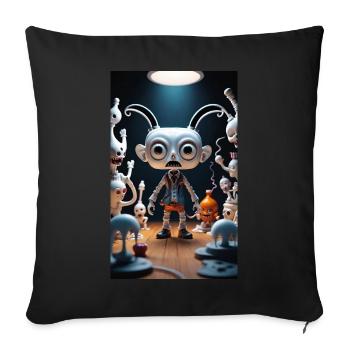 Eccentric Alien Toy Scene - Sofa pillowcase 17,3'' x 17,3'' (45 x 45 cm) - black - Front