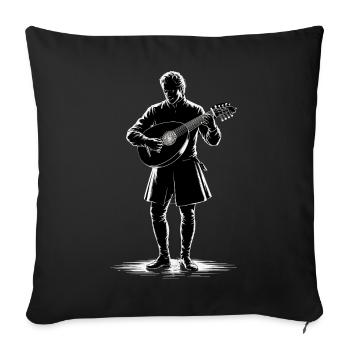 Barde médiéval avec luth - Housse de coussin décorative 45 x 45 cm - noir - Devant