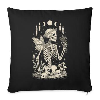 Gothic Skelett Fee mit Mondphasen - Sofakissenbezug 45 x 45 cm - Schwarz - Vorne