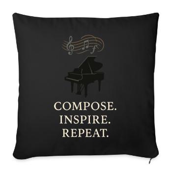 Piano Teacher Music Teacher Funny Teacher - Sofa pillowcase 17,3'' x 17,3'' (45 x 45 cm) - black - Front