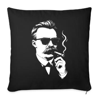Retro Noir Friedrich Nietzsche raucht eine Zigarre - Sofakissenbezug 45 x 45 cm - Schwarz - Vorne