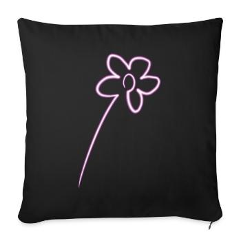 Neon Pink Flower - Luminous Flower Design - Sofa pillowcase 17,3'' x 17,3'' (45 x 45 cm) - black - Front