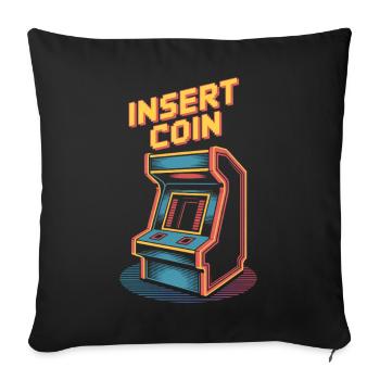 Insert Coin Retro Arcade Gaming Machine - Sofa pillowcase 17,3'' x 17,3'' (45 x 45 cm) - black - Front