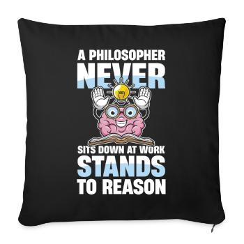 Un philosophe ne s’assoit jamais au travail - Housse de coussin décorative 45 x 45 cm - noir - Devant