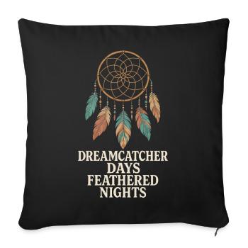 Feather And Dream Boho Festival Spiritual Pattern - Sofa pillowcase 17,3'' x 17,3'' (45 x 45 cm) - black - Front