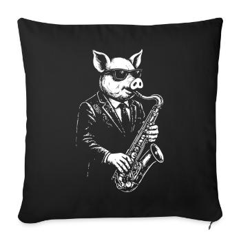 Pig Sax Maestro in Suit - Sofa pillowcase 17,3'' x 17,3'' (45 x 45 cm) - black - Front