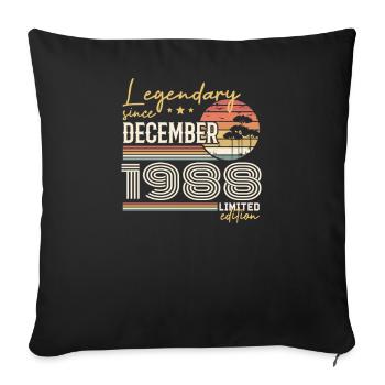 Cadeau 37e Anniversaire Décembre 1988 - Housse de coussin décorative 45 x 45 cm - noir - Devant