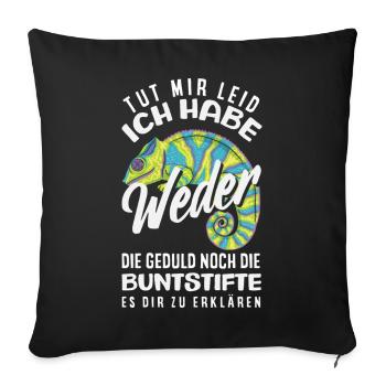 Ni patience, ni crayons de couleur – sarcasme - Housse de coussin décorative 45 x 45 cm - noir - Devant