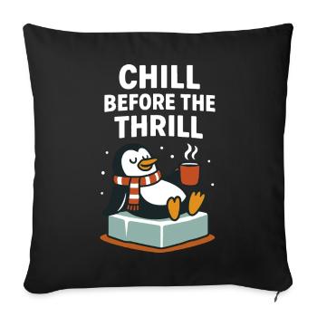 Chill Before The Thrill Pingouin de Noël festif - Housse de coussin décorative 45 x 45 cm - noir - Devant
