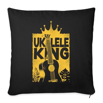 Ukulélé hawaïen Ukulélé roi Ukulélé - Housse de coussin décorative 45 x 45 cm - noir - Devant
