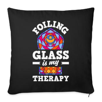 Stained Glass Art Stained Glass Artist - Sofa pillowcase 17,3'' x 17,3'' (45 x 45 cm) - black - Front