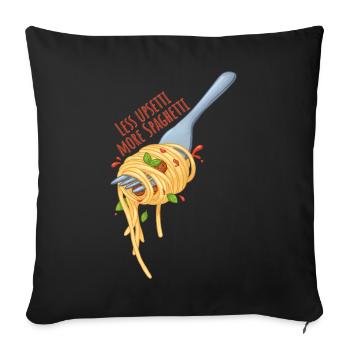 Less Upsetti More Spaghetti – Kawaii Food Meme - Sofa pillowcase 17,3'' x 17,3'' (45 x 45 cm) - black - Front