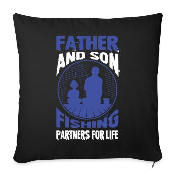 Father & Son Fishing Gift - Sofa pillowcase 17,3'' x 17,3'' (45 x 45 cm) - black - Front