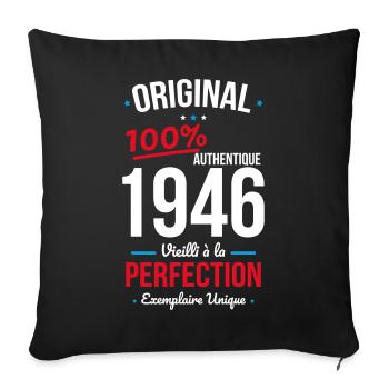1946 – Original – Unique copy - Sofa pillowcase 17,3'' x 17,3'' (45 x 45 cm) - black - Front