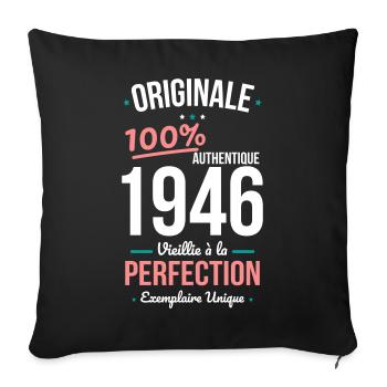 1946 – Original – Unique copy - Sofa pillowcase 17,3'' x 17,3'' (45 x 45 cm) - black - Front