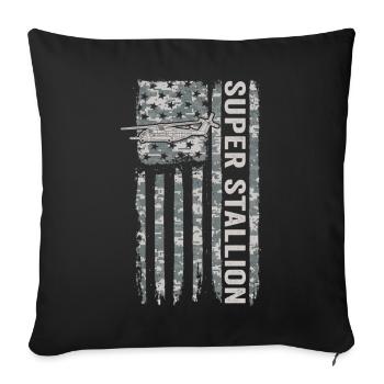Super Stallion Hubschrauber mit amerikanischer Fla - Housse de coussin décorative 45 x 45 cm - noir - Devant