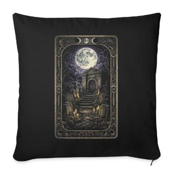 Cemetery Goth Humor Tarot Card - Sofa pillowcase 17,3'' x 17,3'' (45 x 45 cm) - black - Front