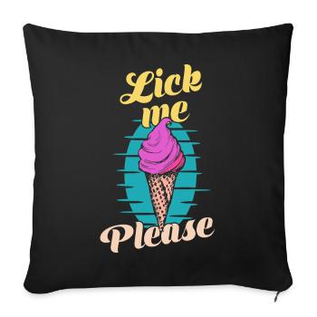 Lèche-moi s’il te plaît Eis Cream Art rétro drôle - Housse de coussin décorative 45 x 45 cm - noir - Devant