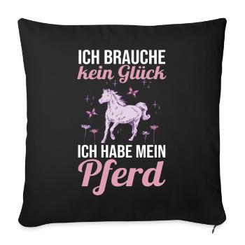 Reiten Pferdeliebhaber Reiterhof Pferde - Sofakissenbezug 45 x 45 cm - Schwarz - Vorne