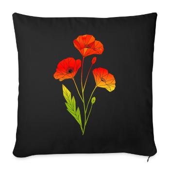Geometrische Mohnblumen im Polygon Stil - Sofakissenbezug 45 x 45 cm - Schwarz - Vorne