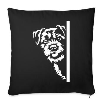 Border Terrier Kopf "Black Edition" - Sofakissenbezug 45 x 45 cm - Schwarz - Vorne