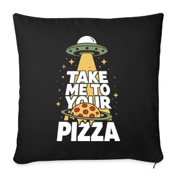 Emmène-moi à ta pizza OVNI Alien - Housse de coussin décorative 45 x 45 cm - noir - Devant