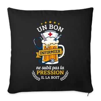 Infirmier Pression Bière Cadeau Humour - Housse de coussin décorative 45 x 45 cm - noir - Devant