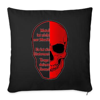 Halbskull Metal-Statement Rot Schwarz - Sofakissenbezug 45 x 45 cm - Schwarz - Vorne