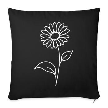 Botanische Blume mit feinen Blättern - Sofakissenbezug 45 x 45 cm - Schwarz - Vorne