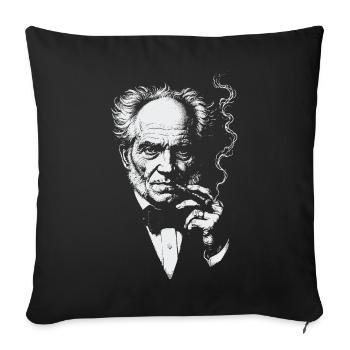 Arthur Schopenhauer raucht Zigarre - Sofakissenbezug 45 x 45 cm - Schwarz - Vorne