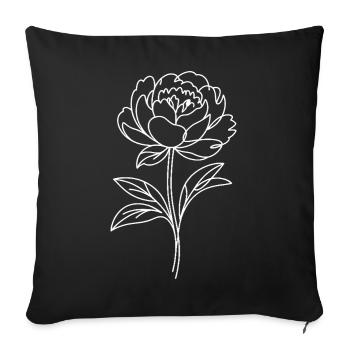 Peonies Line Study - Sofa pillowcase 17,3'' x 17,3'' (45 x 45 cm) - black - Front