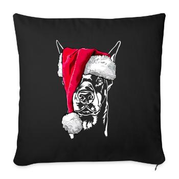 Doberman Pinscher Noël - Housse de coussin décorative 45 x 45 cm - noir - Devant