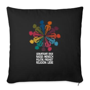 Gegen Rassismus - Sofakissenbezug 45 x 45 cm - Schwarz - Vorne