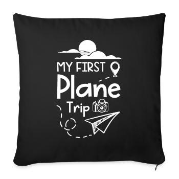 Mon premier voyage en avion - Housse de coussin décorative 45 x 45 cm - noir - Devant