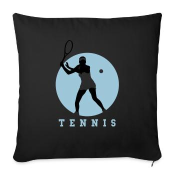 tennisspielerin_01_a_2c - Housse de coussin décorative 45 x 45 cm - noir - Devant