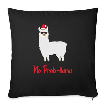 Lama animal with cool No Problama christmas style - Sofa pillowcase 17,3'' x 17,3'' (45 x 45 cm) - black - Front